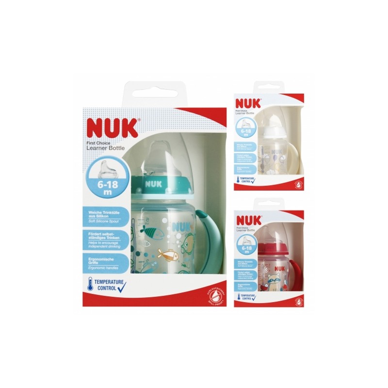 NUK 215335 Butelka  z uchwytami FC+ 150 ml ze wskaźnikiem temperatury 6-18 m