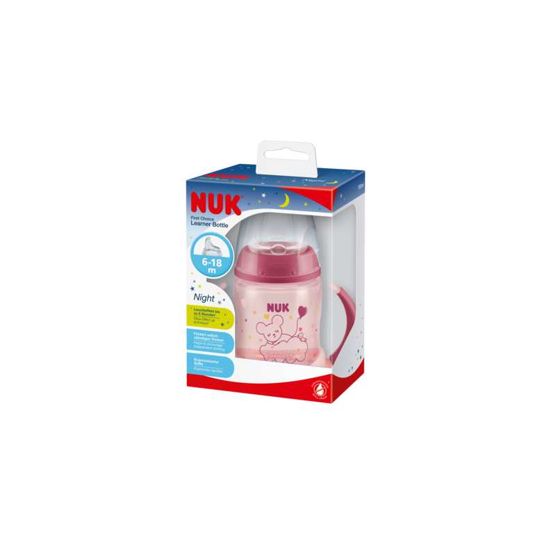 NUK ZE-102 Zestaw FC Butelka 150ml z uchwytami NIGHT+ustnik silikonowy niekapek gratis