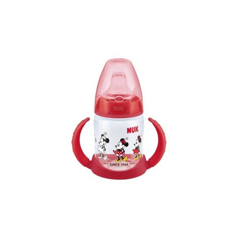 NUK ZE-104 Zestaw FC Butelka 150ml z uchwytami i wskaźnikiem temperatury DISNEY MYSZKA MIKI+ustnik silikonowy niekapek gratis