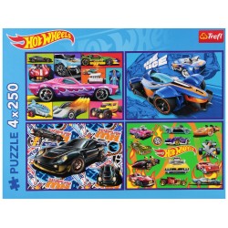 TREFL 13312 Puzzle 4x250 Wyścigowe auta Hot Wheels