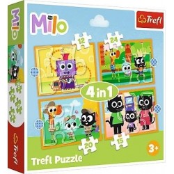 TREFL 34654 Puzzle 4w1 Poznaj Milo i jego przyjaciół