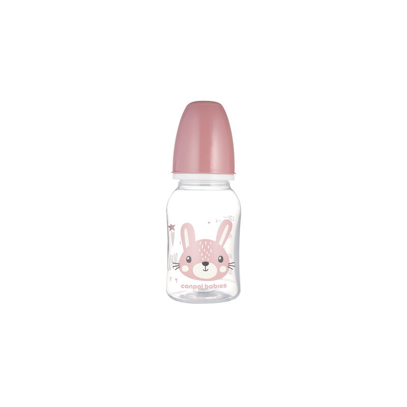 CANPOL11/851Butelka standardowam 120ml CUTE ANIMALS różowa