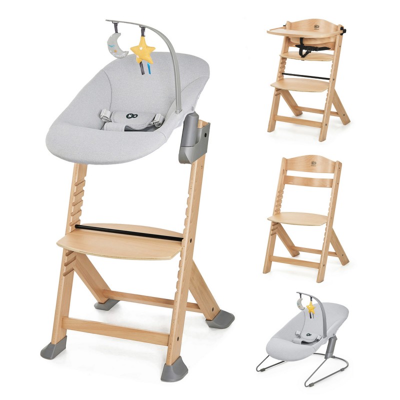 KINDERKRAFT Krzesełko do karmienia ENOCK + bujaczek CALMEE GREY