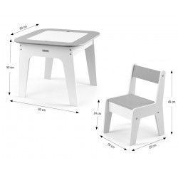 MILLY MALLY 6092 Zestaw mebli Olaf - Stolik i dwa krzesełka Grey