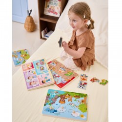 VIGA 44762 Drewniane Puzzle Misie