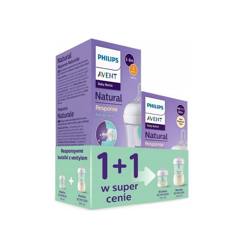 SCY670/01 + SCY673/01 BUTELKA RESPONSYWNA NATURAL Z WENTYLEM AIR FREE 260ML