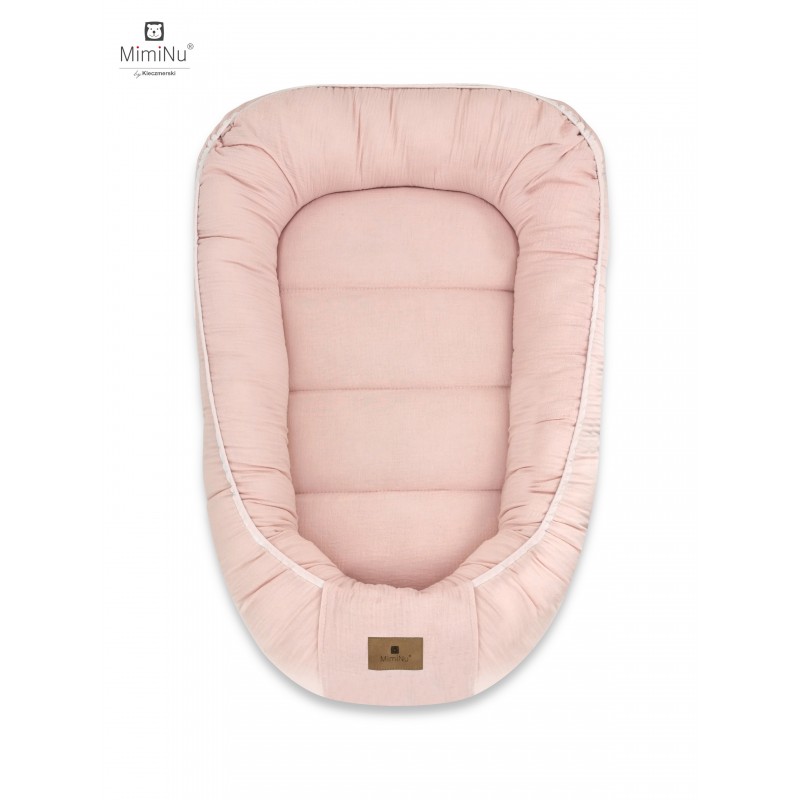 KIECZMERSKI Kokon niemowlęcy MUŚLIN BAWEŁNIANY pudrowy róż bawełna 100%