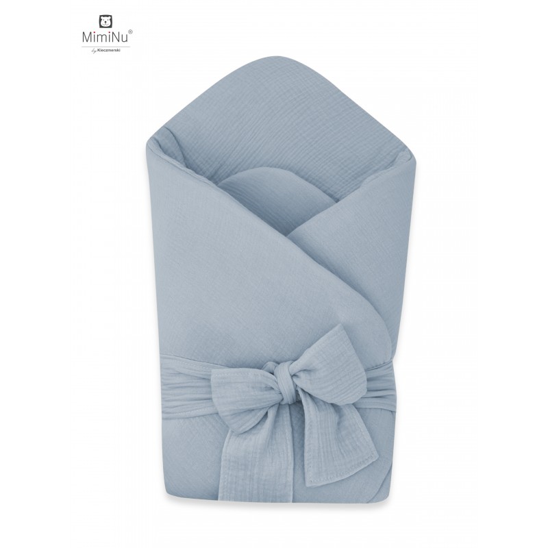 KIECZMERSKI Rożek niemowlęcy z kokardą MUŚLIN BAWEŁNIANY jeans bawełna 100%