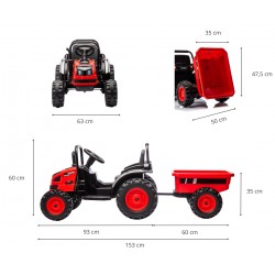 MILLY MALLY 5741  Pojazd na akumulator Traktor z przyczepą Farmer Red