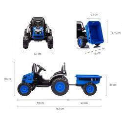 MILLY MALLY 5742 Pojazd na akumulator Traktor z przyczepą Farmer Blue