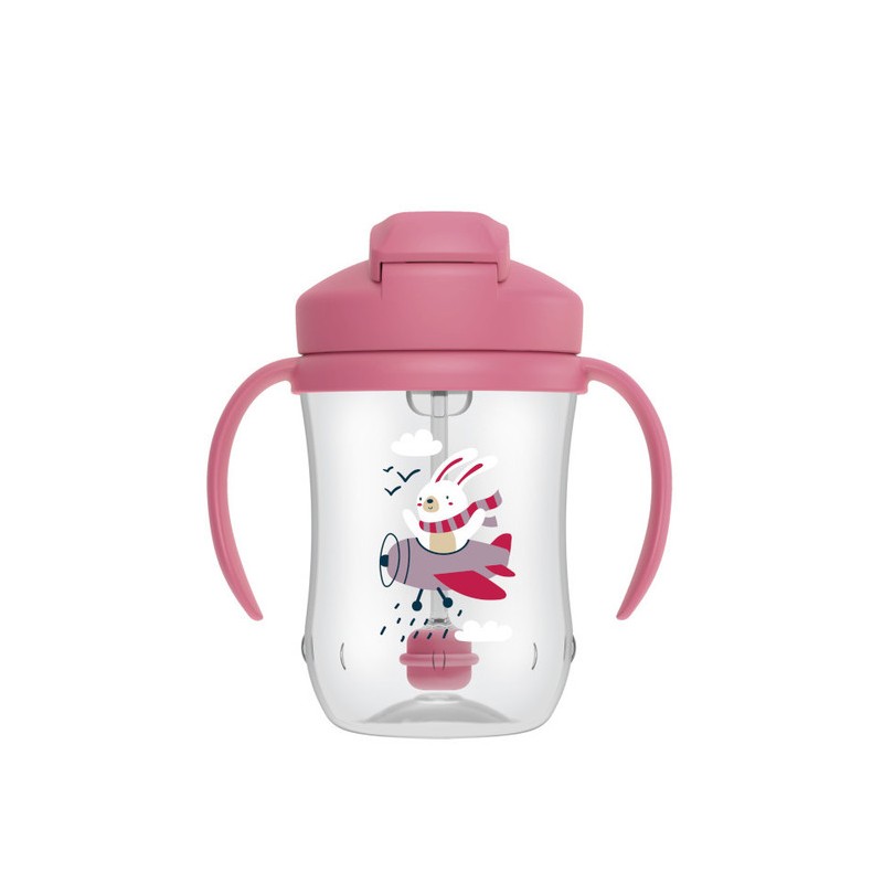 TC91011 KUBEK PIERWSZA SŁOMKA 270 ML RÓŻOWY KRÓLIK 6+