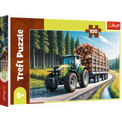 TREFL 16493 Puzzle 100 Ciągnik leśny