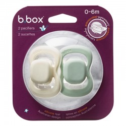 B.BOX BB300310 Smoczek dla noworodka i niemowlaka 2 szt symetryczny silikonowy 0-6m szałwia/wanilia