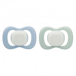 B.BOX BB300708 Smoczek silikonowy symetryczny 0-6m 2 szt glow in the dark błękit/szałwia