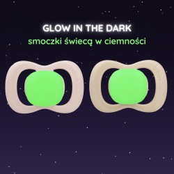 B.BOX BB300711 Smoczek silikonowy symetryczny 0-6m 2 szt glow in the dark róż/latte