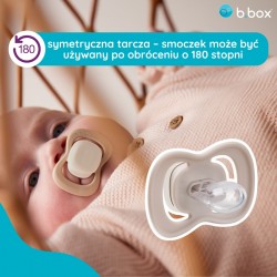 B.BOX BB300711 Smoczek silikonowy symetryczny 0-6m 2 szt glow in the dark róż/latte