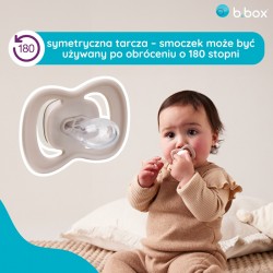 B.BOX BB300811 Smoczek silikonowy symetryczny 6m+ 2 szt glow in the dark róż/latte