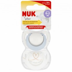 NUK 175283 Smoczek uspokajający 0-2m BLUE STAR 2szt.