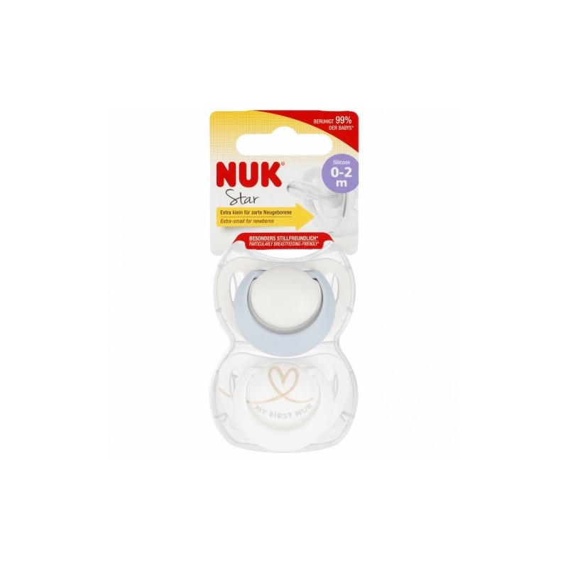 NUK 175283 Smoczek uspokajający 0-2m BLUE STAR 2szt.