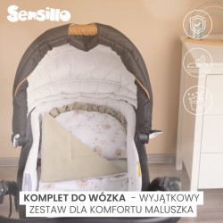 KOMPLET DO WÓZKA MUŚLIN TEDDY SZARY