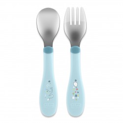 CHICCO 00016102250000 Sztućce metalowe niebieskie 18m+
