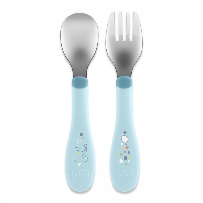CHICCO 00016102250000 Sztućce metalowe niebieskie 18m+