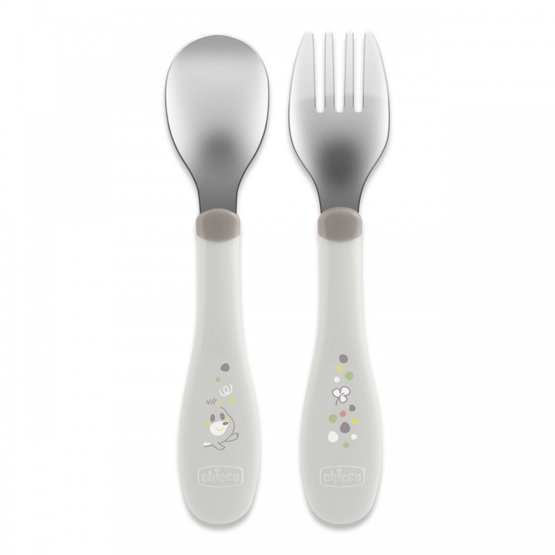 CHICCO 00016102350000 Sztućce metalowe szare 18m+