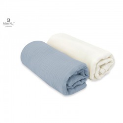 KIECZMERSKI Pieluszki 75x75 +/- 3 cm MUŚLIN BAWEŁNIANY bawełna 100% śmietanka/jeans 2-pak