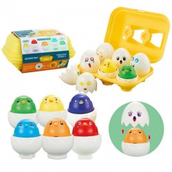 WOOPIE 54122 Układanka Sorter Montessori Dopasuj Kształty Wesołe Kurczaczki Jajka 6szt