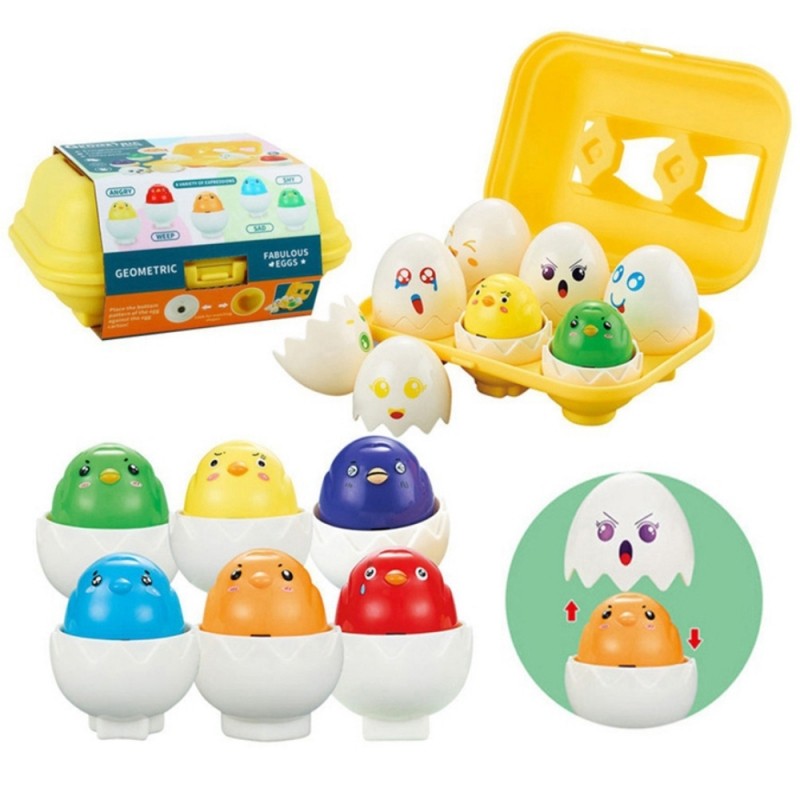WOOPIE 54122 Układanka Sorter Montessori Dopasuj Kształty Wesołe Kurczaczki Jajka 6szt