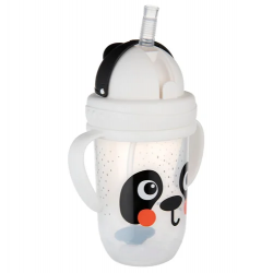 CANPOL 56/617 Kubek niekapek z rurkąi odważnikiem BabiesBoo panda biały