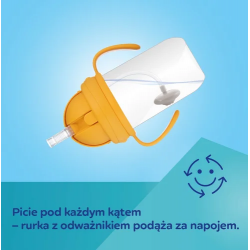 CANPOL 56/617 Kubek niekapek z rurkąi odważnikiem BabiesBoo panda biały