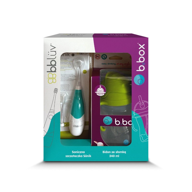 B.BOX 62115 Zestaw soniczna szczoteczka dla dziecka + bidon ze słomką 240 ml ananasowy