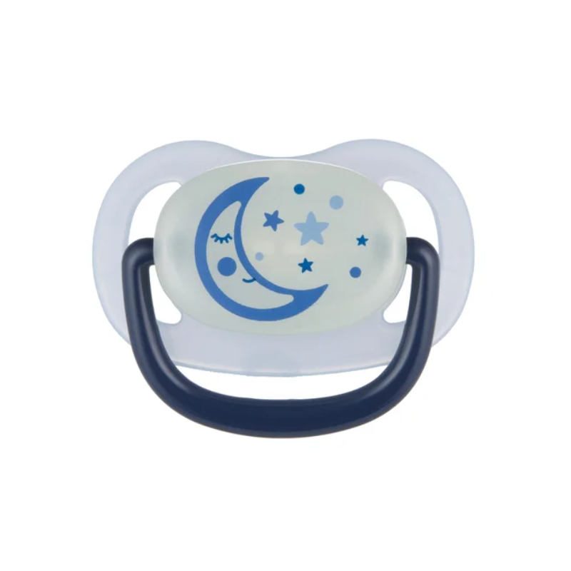 CANPOL 22/501_blu new Smoczek uspokajający silikonowy 6-18m anatomiczny NIGHT DREAMS niebieski