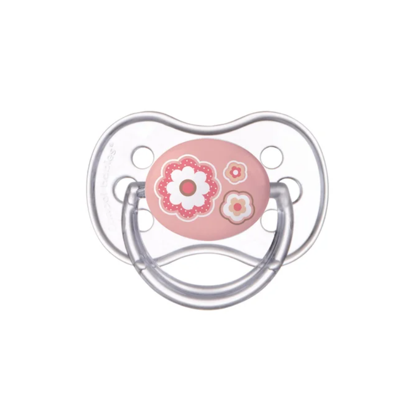 CANPOL 22/562 Smoczek uspokajający silikonowy okrągły 0-6 m-cy Newborn baby różowy