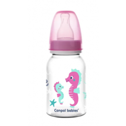 CANPOL 59/300 Butelka wąska 120ml PP LOVE&SEA różowa