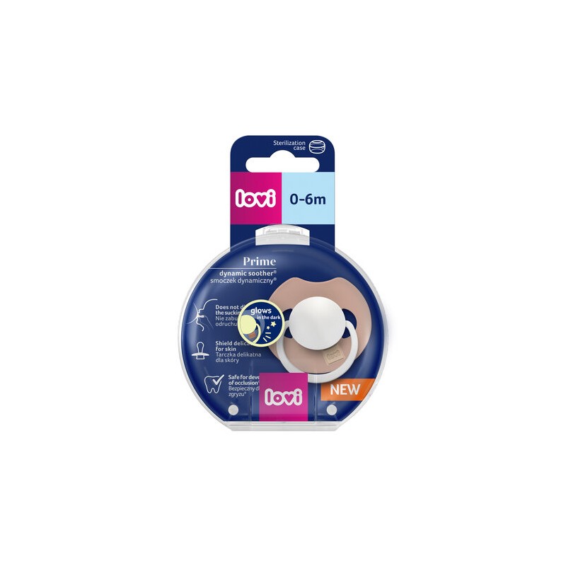 LOVI 34/436 Smoczek silikonowy dynamiczny Prime 0-6m 1 szt Blush Glow