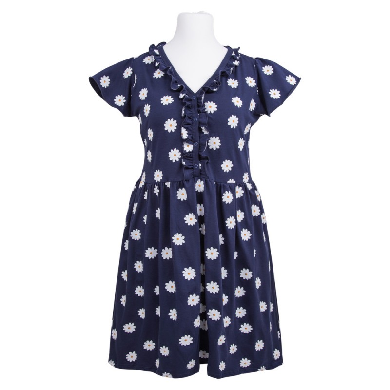 EWA 970446 LINDA Koszula ciążowa granatowa stokrotki L