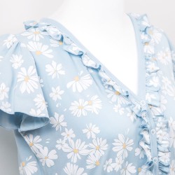 EWA 978527 LINDA Koszula ciążowa w margaretki niebieska M