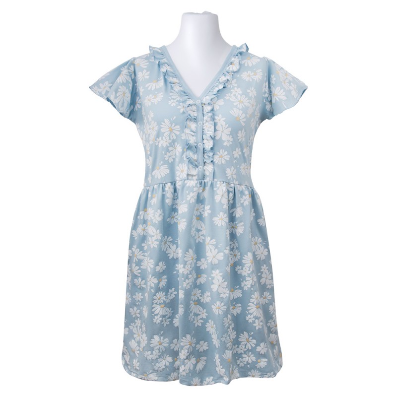 EWA 978534 LINDA Koszula ciążowa w margaretki niebieska S