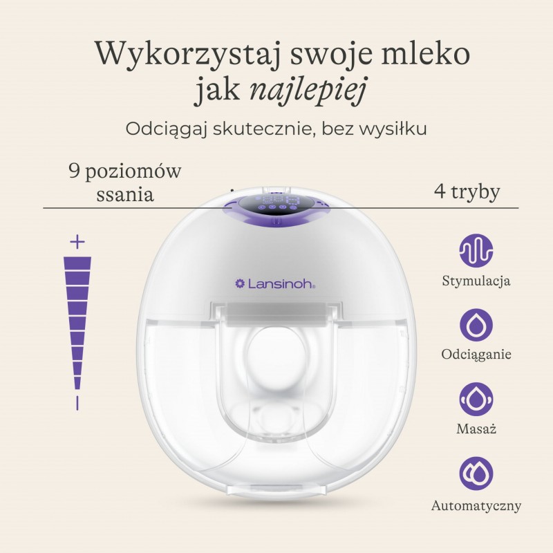 LANSINOH Laktator pojedynczy bezprzewodowy Hands-free