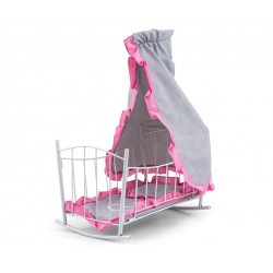 MILLY MALLY 6138 Łóżeczko-Kołyska dla lalek Lily z baldachimem Prestige Pink