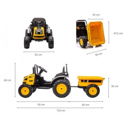 MILLY MALLY 5740 Pojazd na akumulator Traktor z przyczepą Farmer Yellow