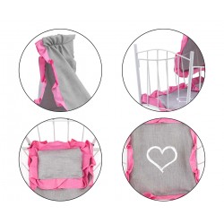 MILLY MALLY 6138 Łóżeczko-Kołyska dla lalek Lily z baldachimem Prestige Pink