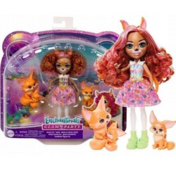 MATTEL 6734 Enchantimals HNT60 Zestaw Lalka Fennec Fox i Rodzina Lisków