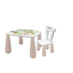 MALTEX SET LUNA LEŚNA FERAJNA Stolik dla dzieci + krzesełko biały/beżowy