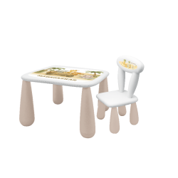 MALTEX SET LUNA MADAGASKAR Stolik dla dzieci + krzesełko biały/beżowy