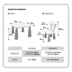 MALTEX SET LUNA TOWN Stolik dla dzieci + krzesełko biały/niebieski