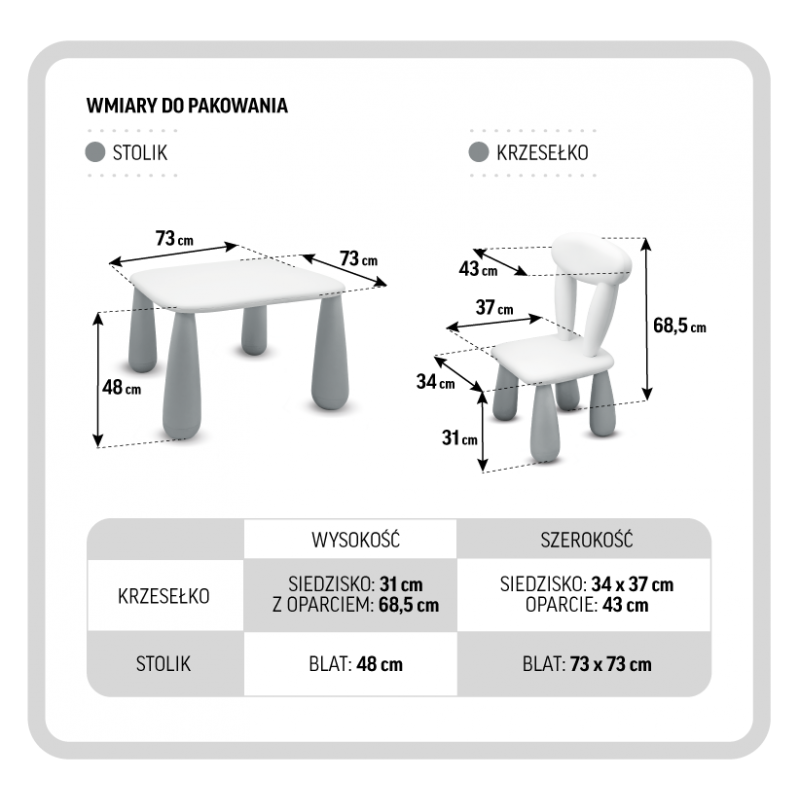 MALTEX SET LUNA TOWN Stolik dla dzieci + krzesełko biały/niebieski