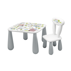 MALTEX SET LUNA TOWN Stolik dla dzieci + krzesełko biały/szary